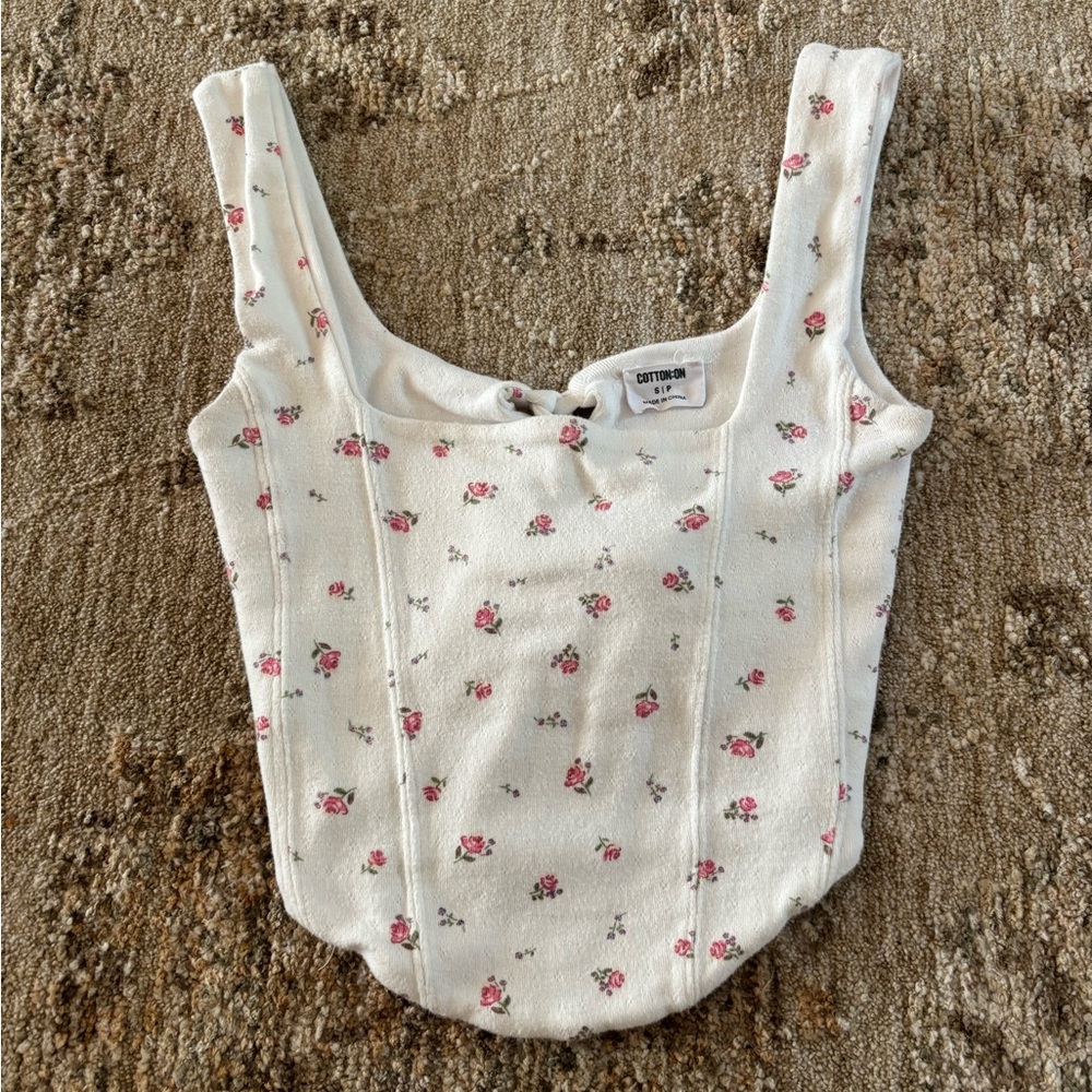 Cotton On Floral White Crop Top